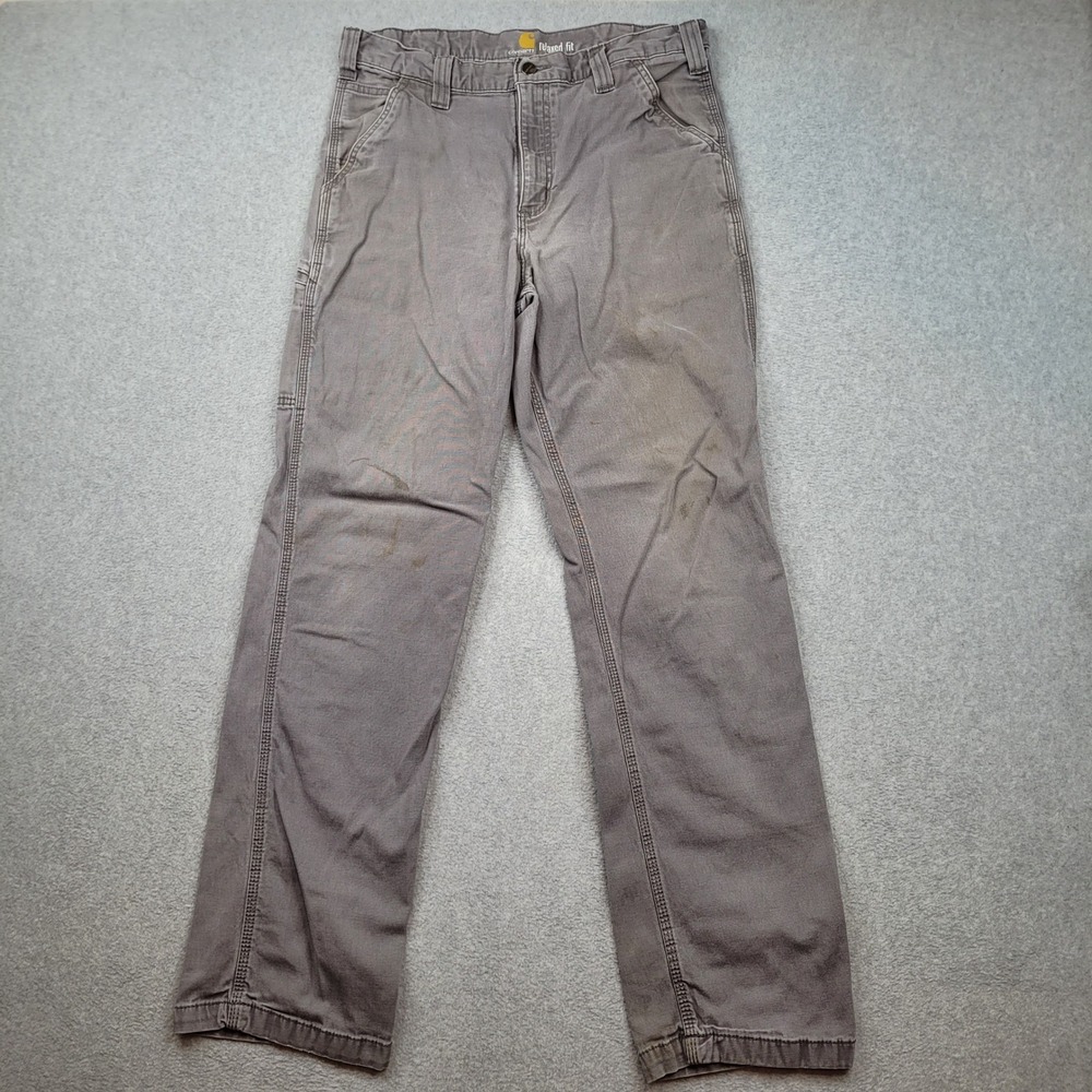 Carhartt Work Pants Mens 34x34 Gray Rugged Flex Relaxed Fit 102291-039